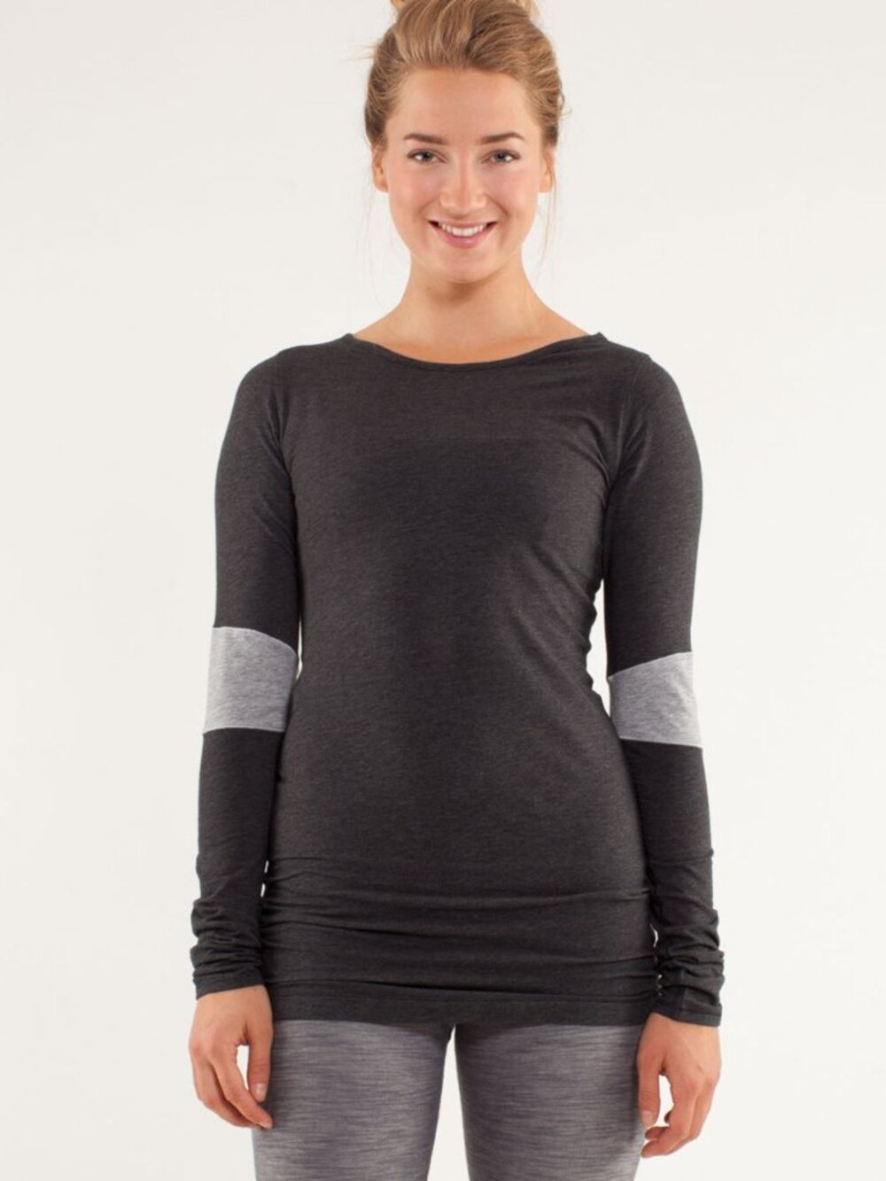 Lululemon Devotion Long Sleeve Tee Heathered Black / Heathered Silver Slate